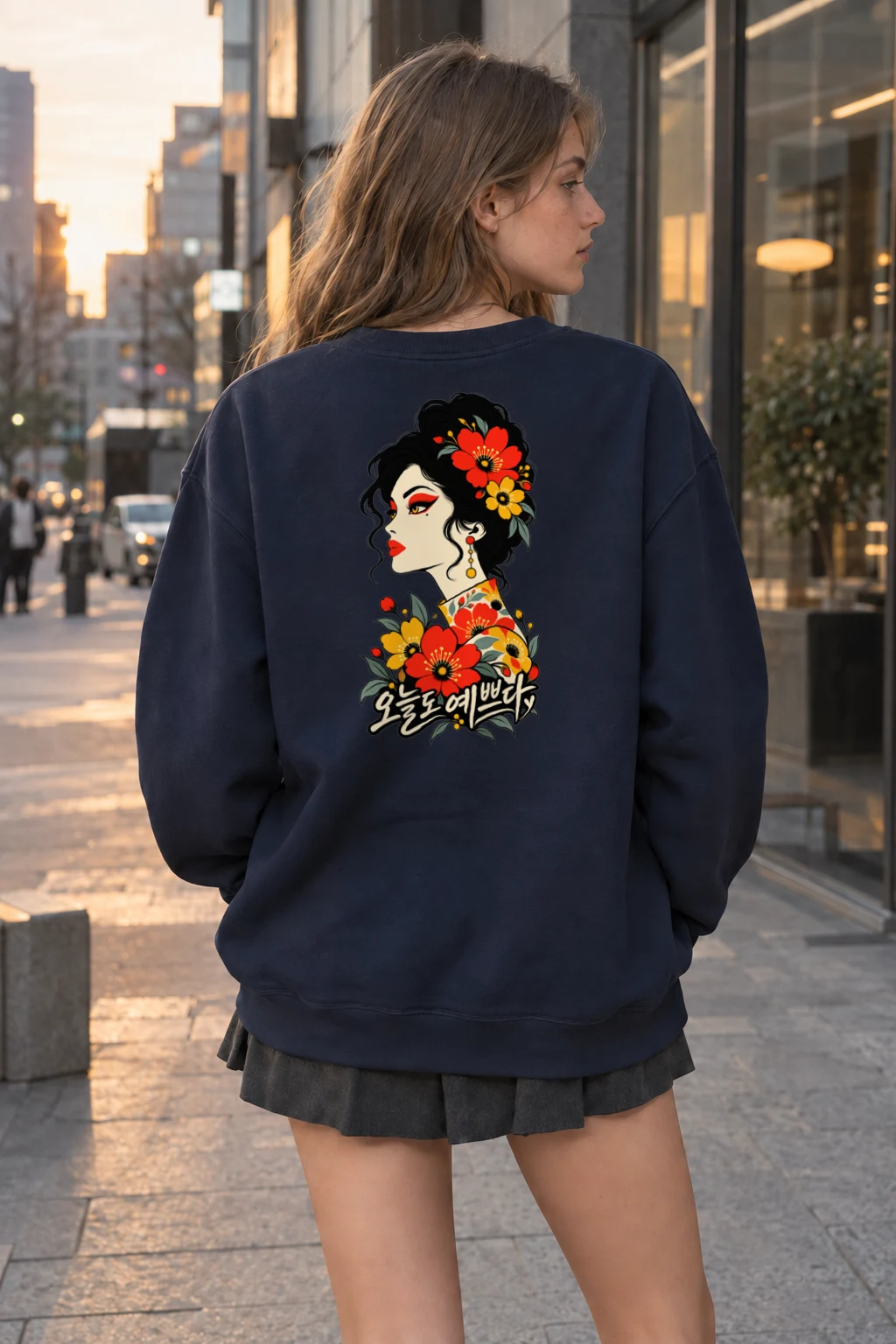 "오늘도 예쁘다 Poppy Portrait" Heavy Blend Unisex Crewneck Sweatshirt | Gildan 18000