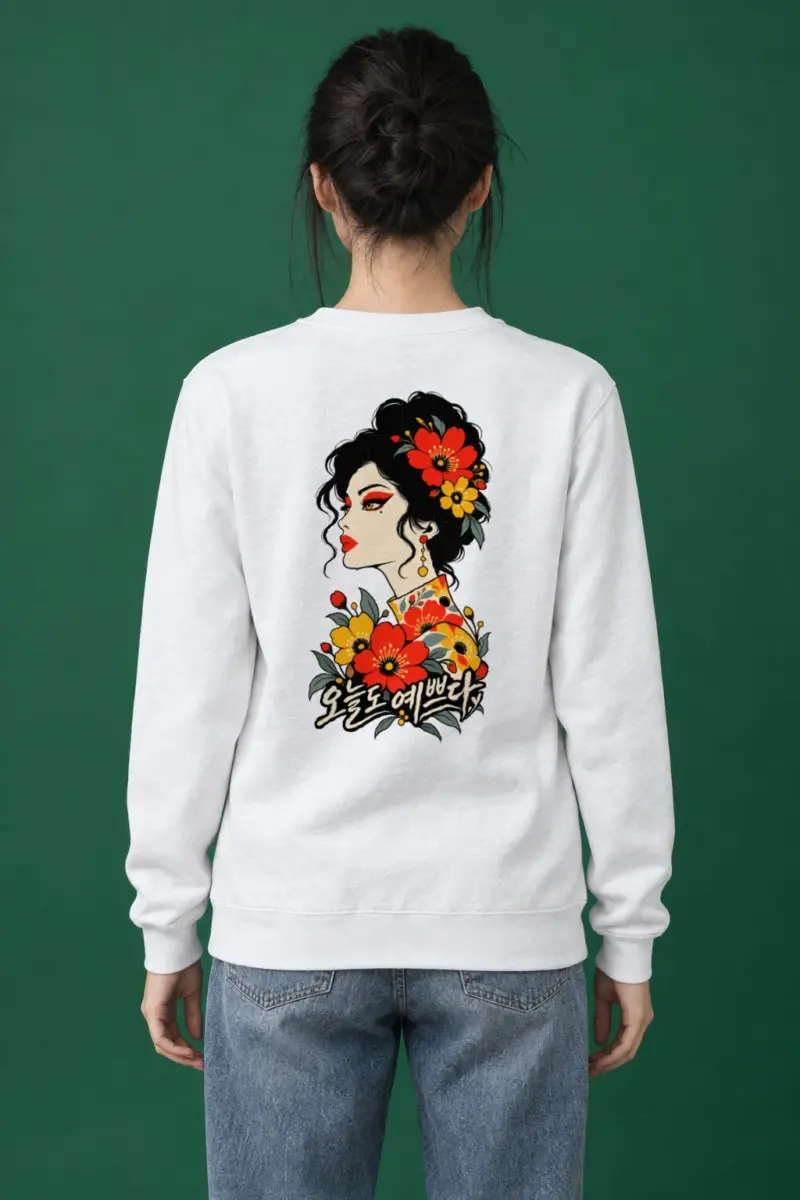 "오늘도 예쁘다 Poppy Portrait" Heavy Blend Unisex Crewneck Sweatshirt