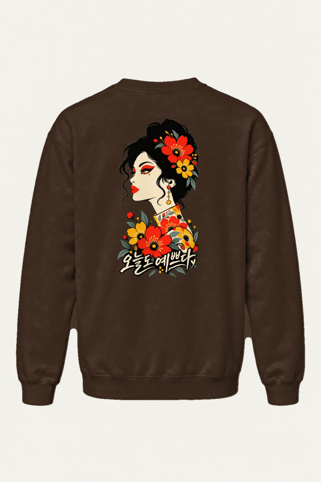 "오늘도 예쁘다 Poppy Portrait" Heavy Blend Unisex Crewneck Sweatshirt | Gildan 18000
