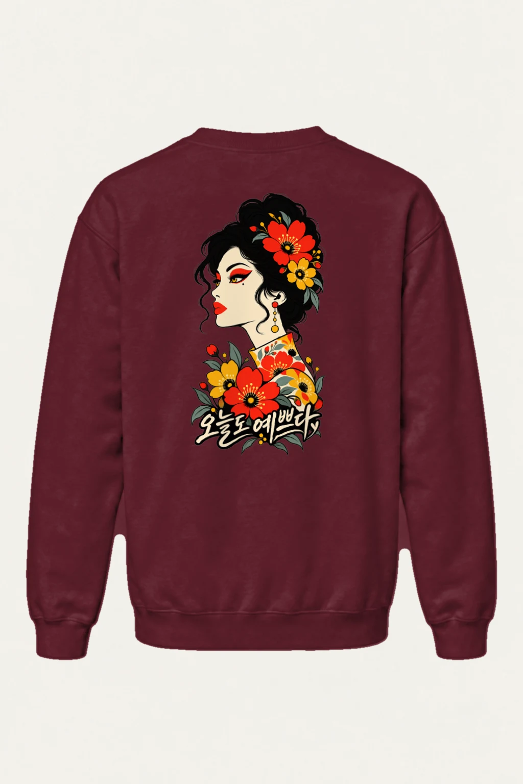 "오늘도 예쁘다 Poppy Portrait" Heavy Blend Unisex Crewneck Sweatshirt | Gildan 18000