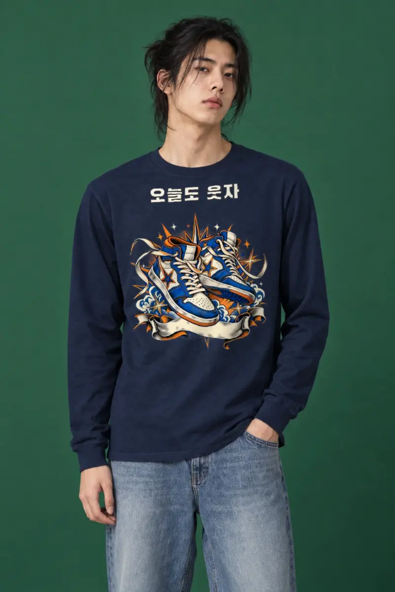 "오늘도 웃자 Sneakers" Unisex Longsleeve T-shirt | Gildan 2400