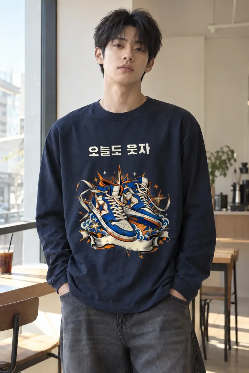 "오늘도 웃자 Sneakers" Unisex Longsleeve T-shirt | Gildan 2400