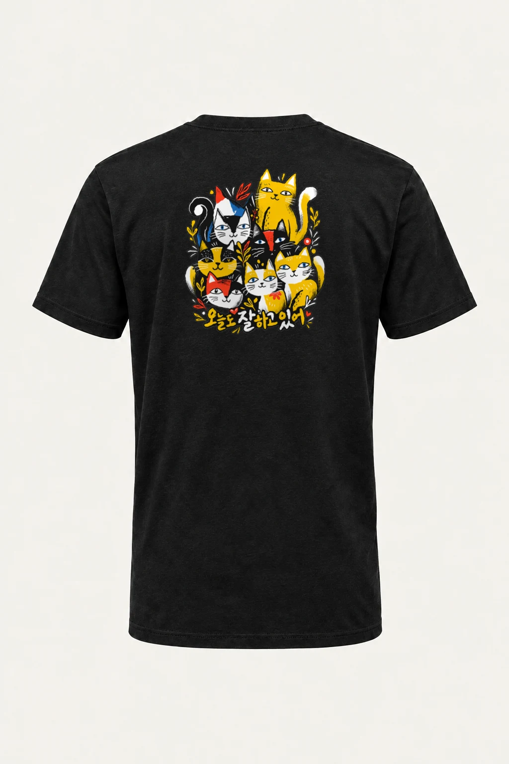 "오늘도 잘하고 있어 Cats" Heavyweight Unisex Crewneck T-shirt | Gildan 5000