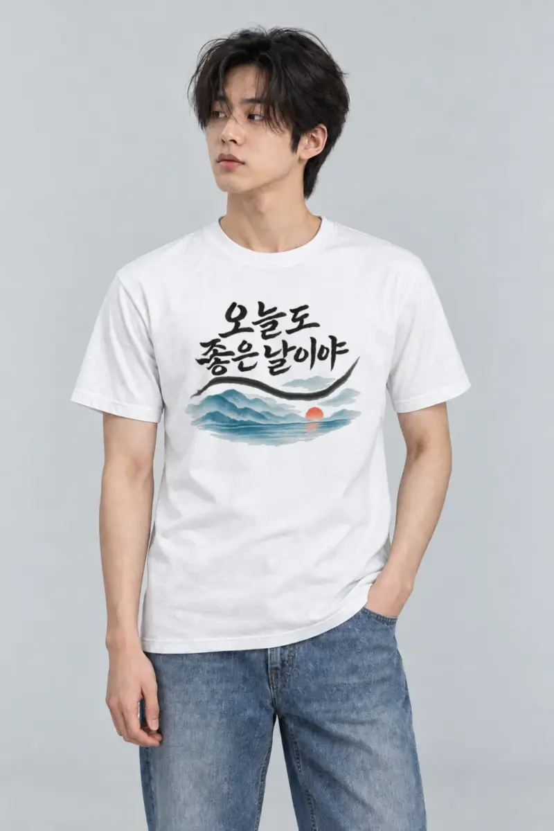 "오늘도 좋은 날이야" Heavyweight Unisex Crewneck T-shirt