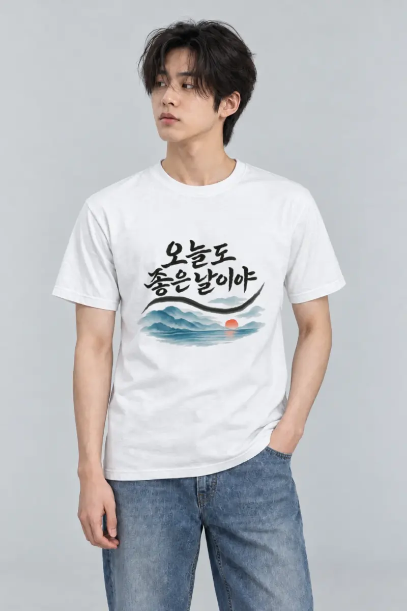 "오늘도 좋은 날이야" Heavyweight Unisex Crewneck T-shirt | Gildan 5000
