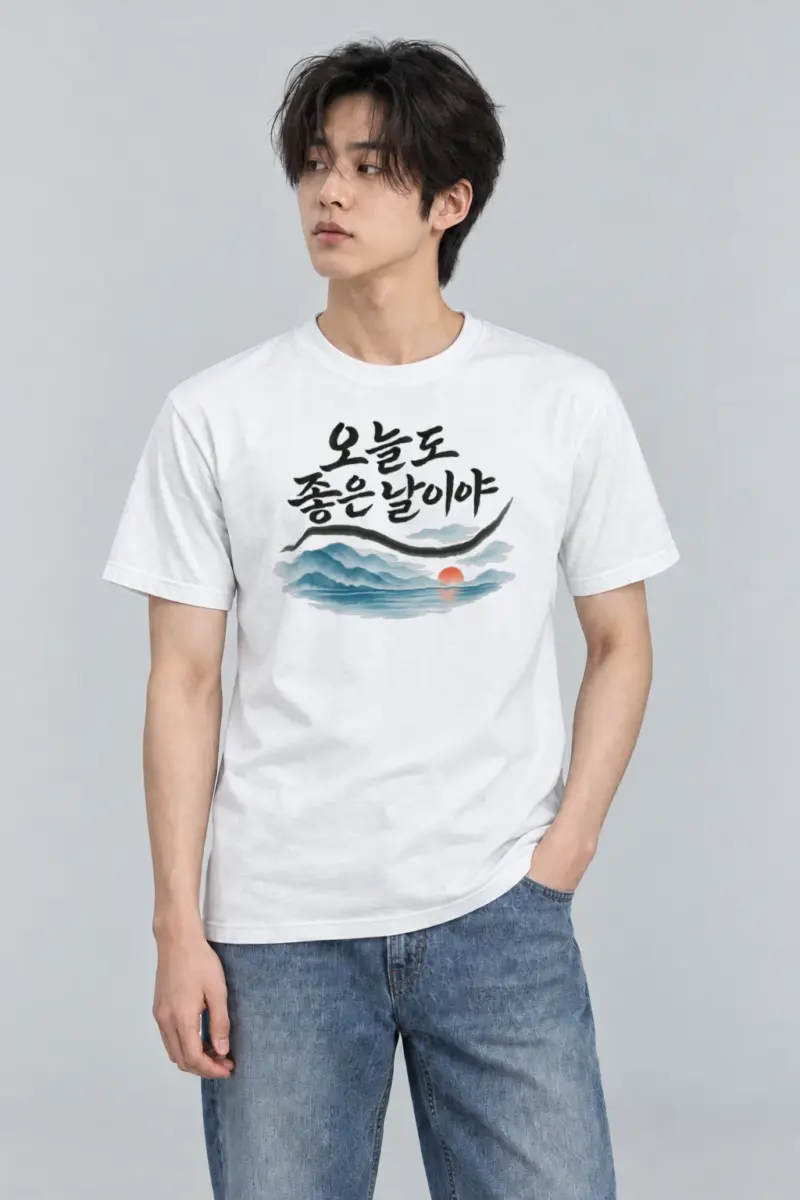 "오늘도 좋은 날이야" Heavyweight Unisex Crewneck T-shirt