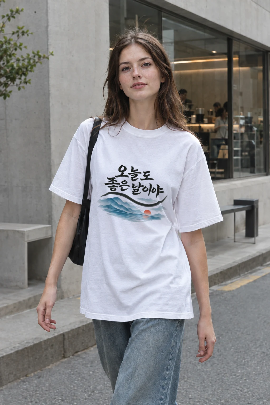 "오늘도 좋은 날이야" Heavyweight Unisex Crewneck T-shirt | Gildan 5000