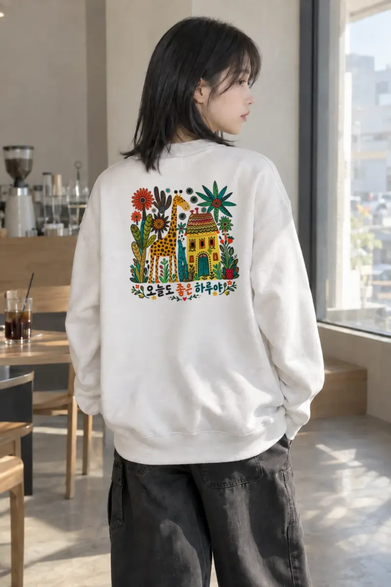 "오늘도 좋은 하루" Heavy Blend Unisex Crewneck Sweatshirt | Gildan 18000