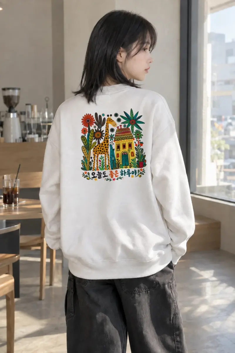 "오늘도 좋은 하루" Heavy Blend Unisex Crewneck Sweatshirt | Gildan 18000