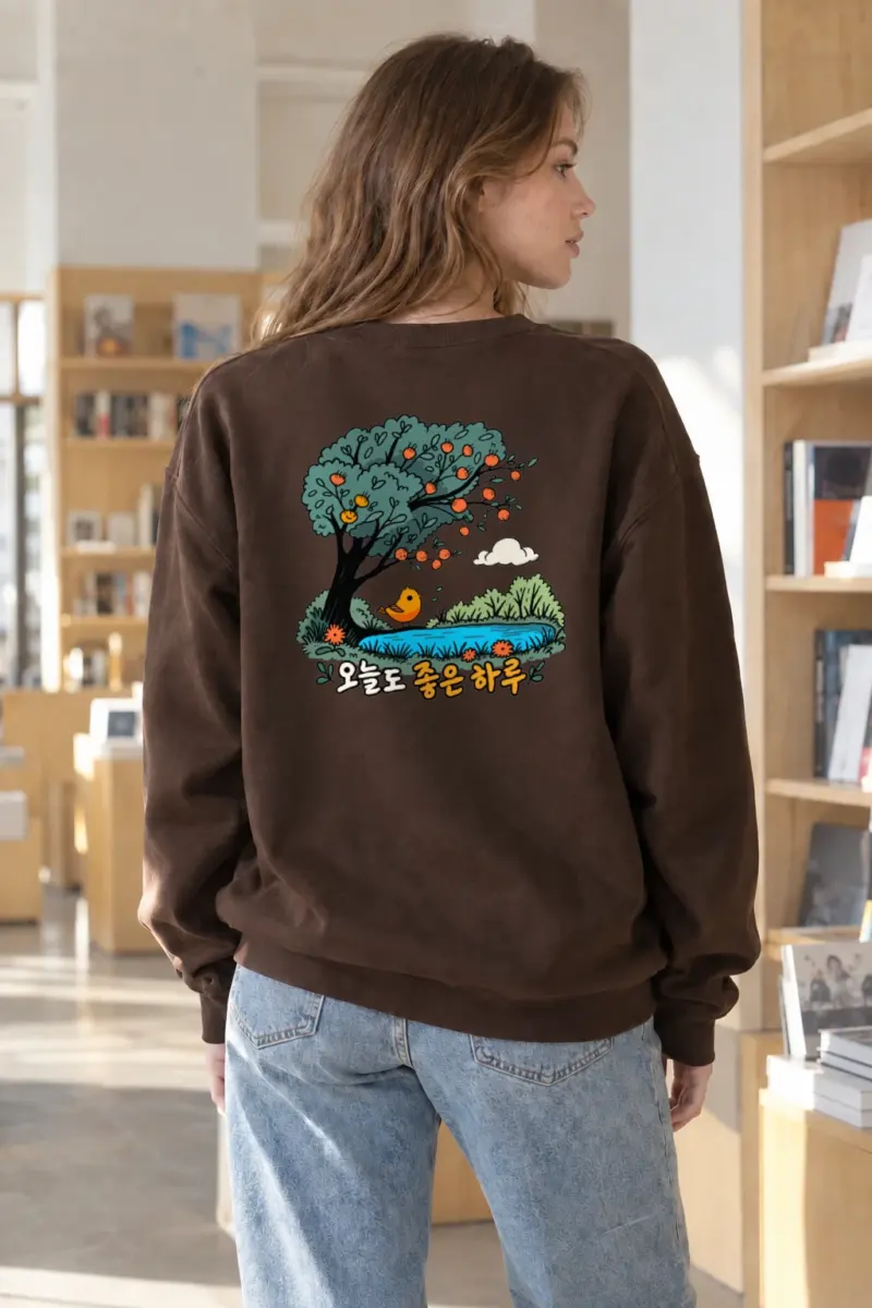 "오늘도 좋은 하루" Heavy Blend Unisex Crewneck Sweatshirt | Gildan 18000