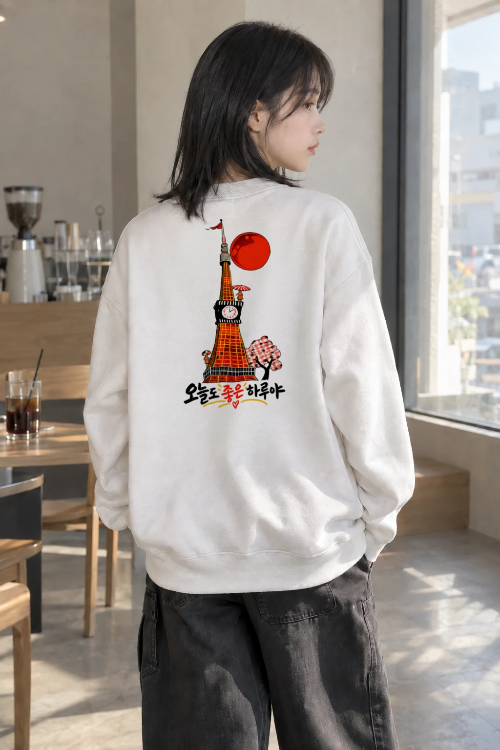 "오늘도 좋은 하루야" Heavy Blend Unisex Crewneck Sweatshirt | Gildan 18000