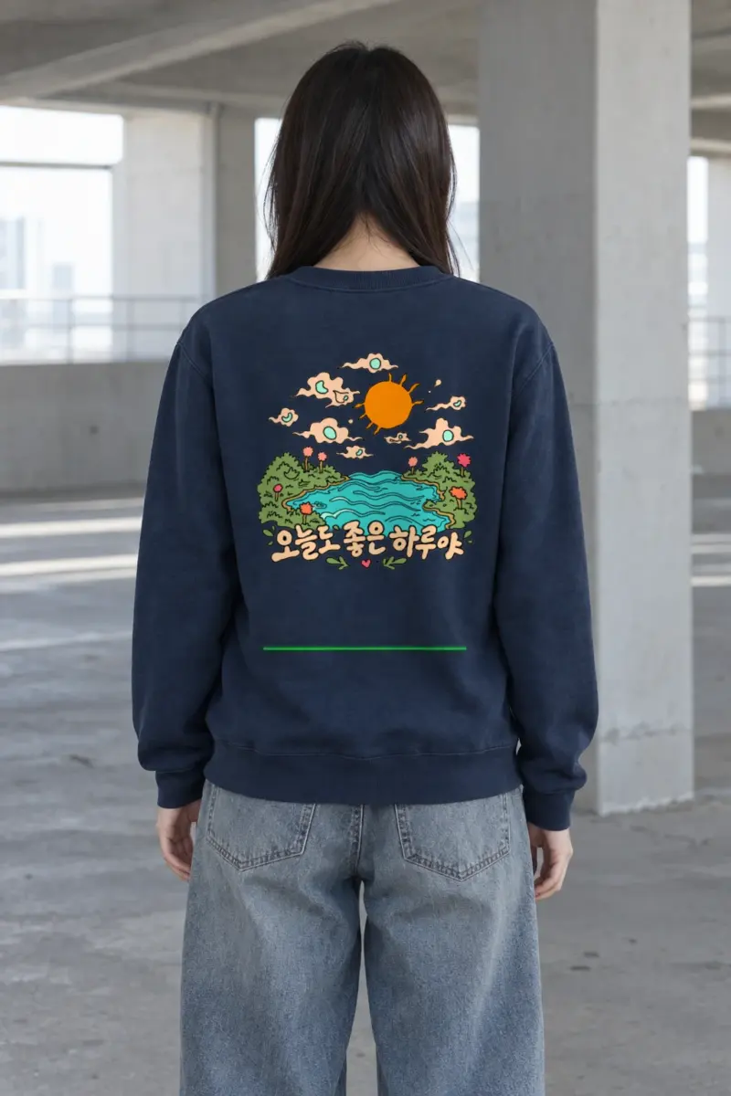 "오늘도 좋은 하루야" Heavy Blend Unisex Crewneck Sweatshirt | Gildan 18000