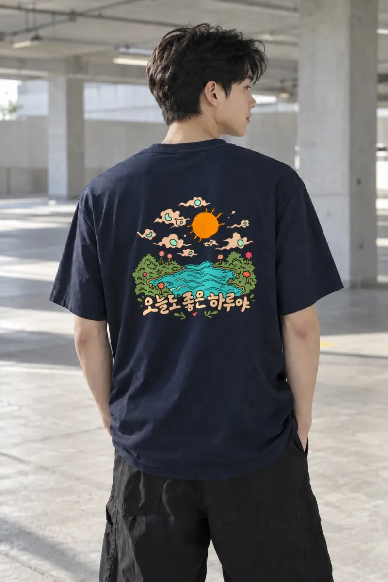 "오늘도 좋은 하루야" Heavyweight Unisex Crewneck T-shirt | Gildan 5000