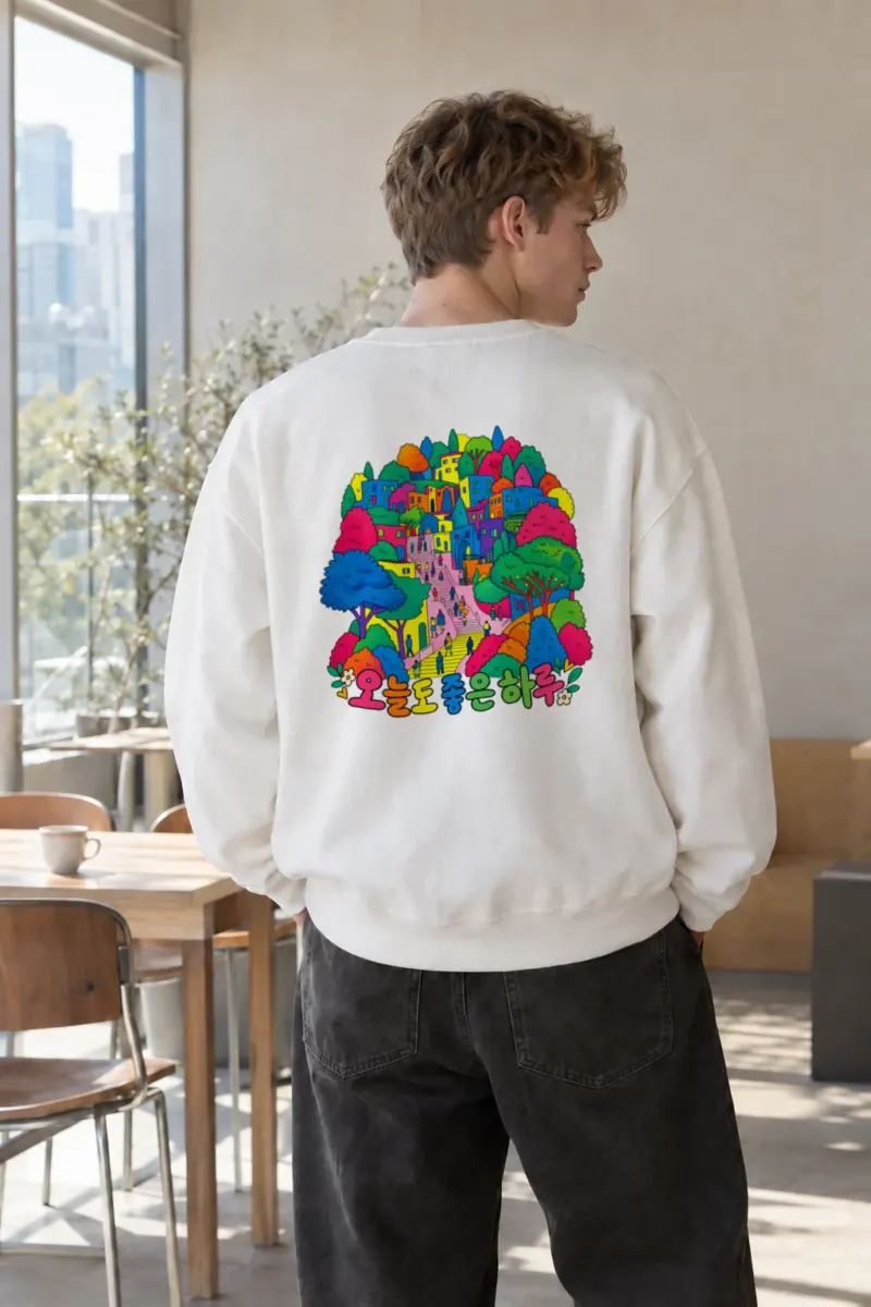 "오늘도 좋은하루" Heavy Blend Unisex Crewneck Sweatshirt | Gildan 18000