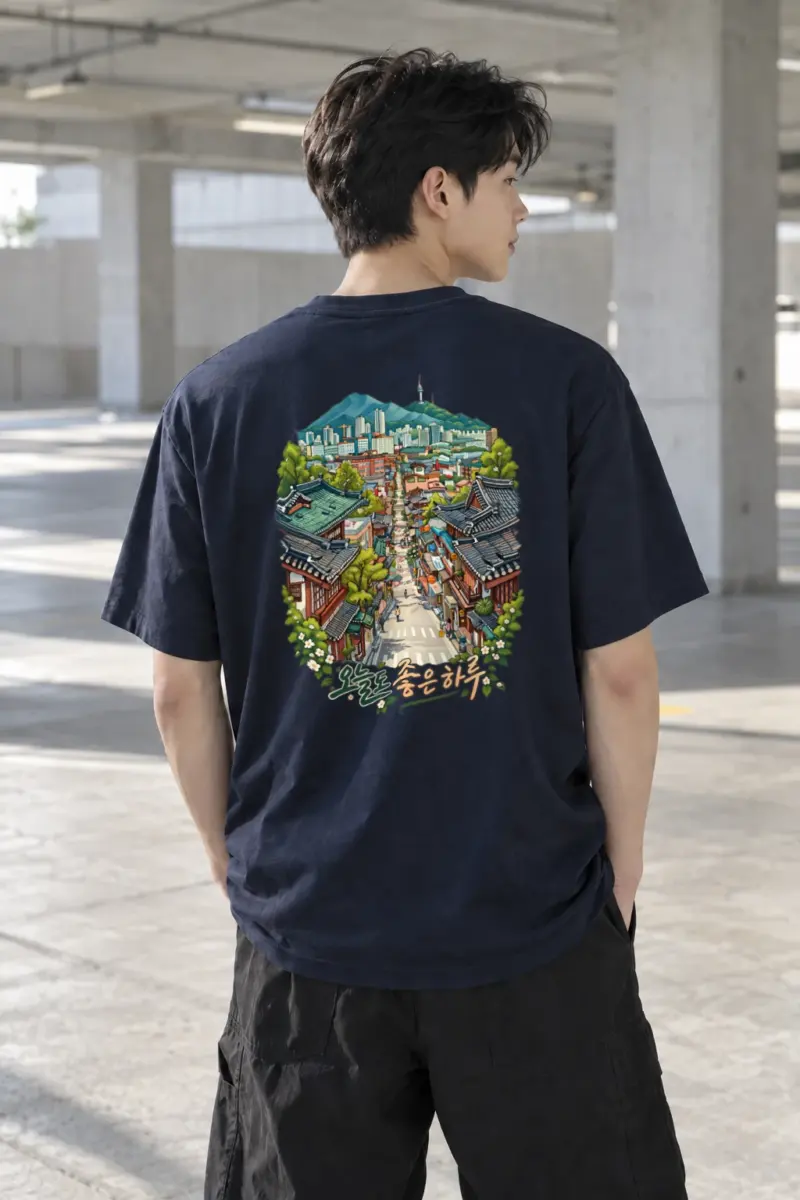 "오늘도 좋은하루" Heavyweight Unisex Crewneck T-shirt | Gildan 5000