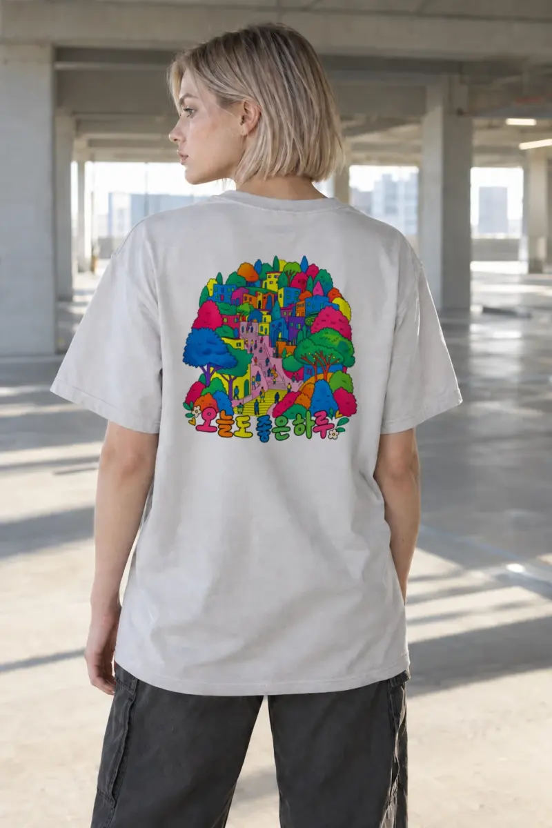 "오늘도 좋은하루" Heavyweight Unisex Crewneck T-shirt | Gildan 5000