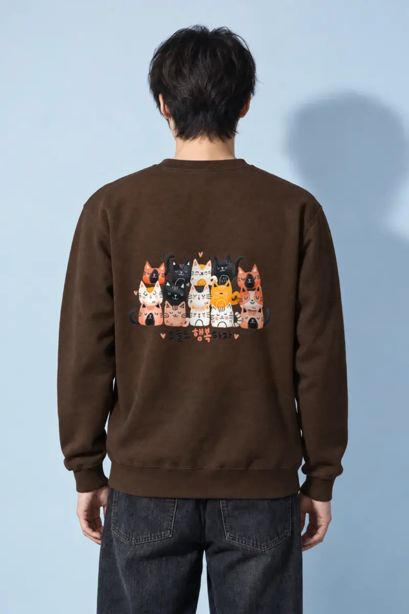 "오늘도 행복하자 Cats" Heavy Blend Unisex Crewneck Sweatshirt
