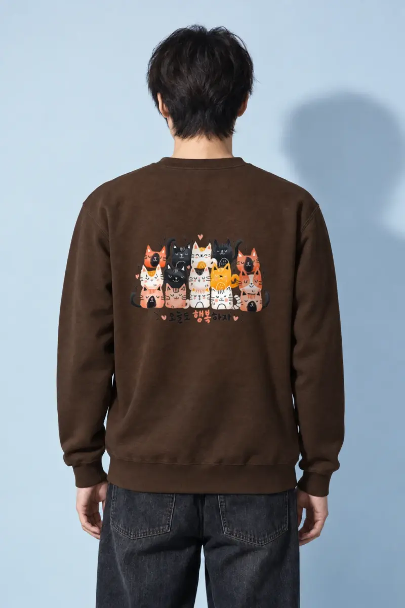 "오늘도 행복하자 Cats" Heavy Blend Unisex Crewneck Sweatshirt | Gildan 18000