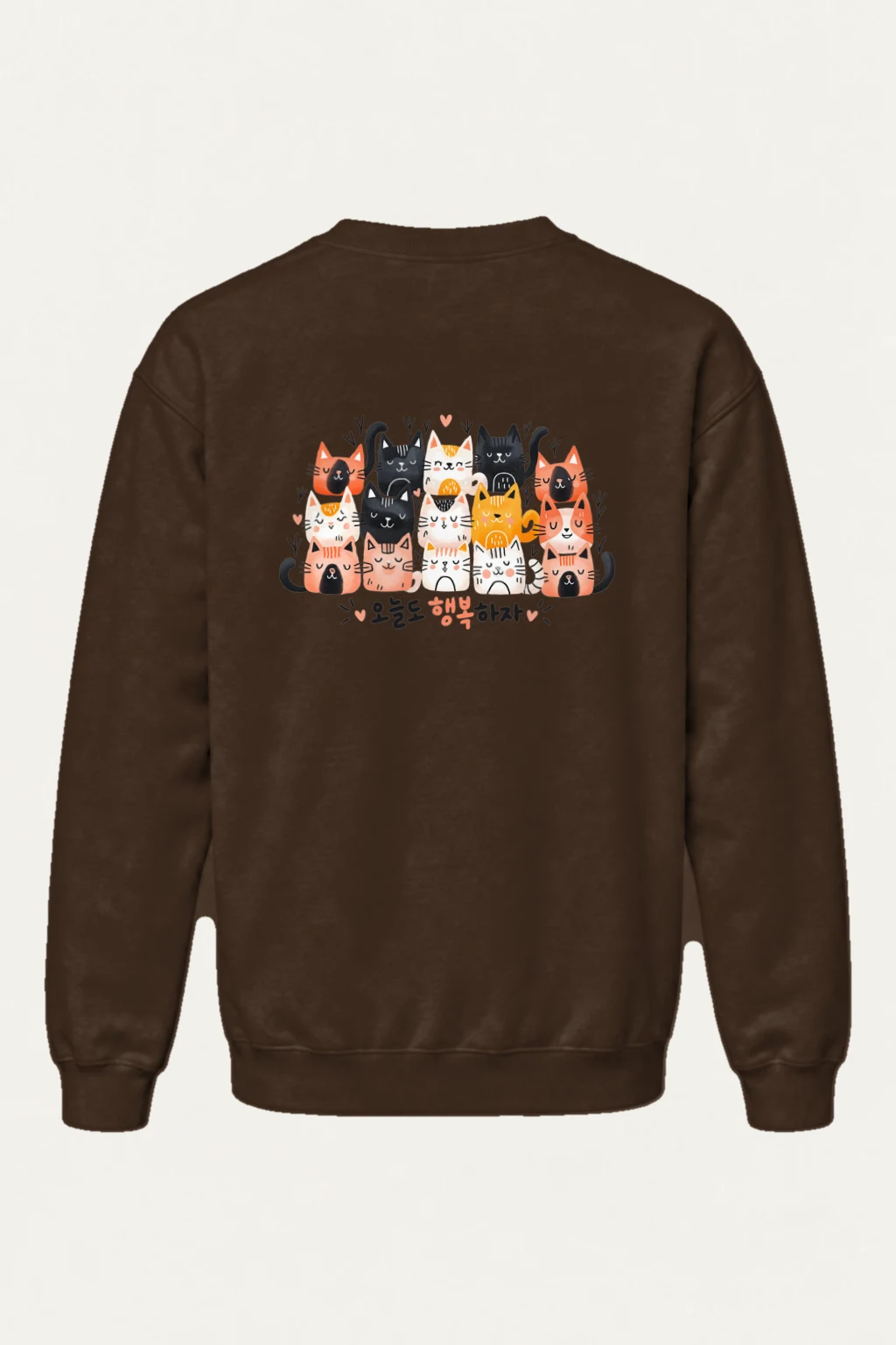 "오늘도 행복하자 Cats" Heavy Blend Unisex Crewneck Sweatshirt | Gildan 18000