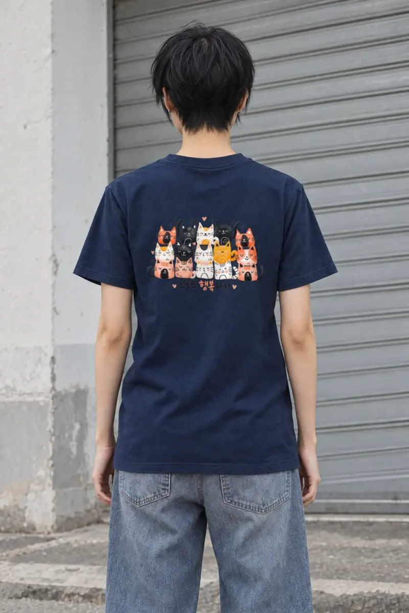 "오늘도 행복하자 Cats" Heavyweight Unisex Crewneck T-shirt