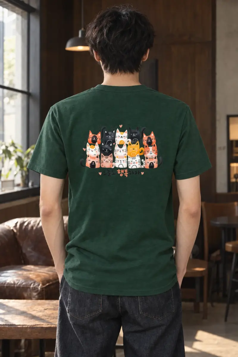 "오늘도 행복하자 Cats" Heavyweight Unisex Crewneck T-shirt