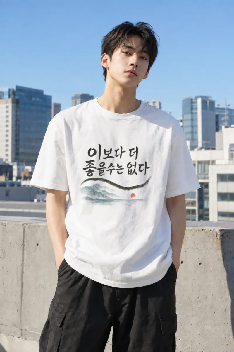 "이보다 더 좋을수는 없다" Heavyweight Unisex Crewneck T-shirt | Gildan 5000