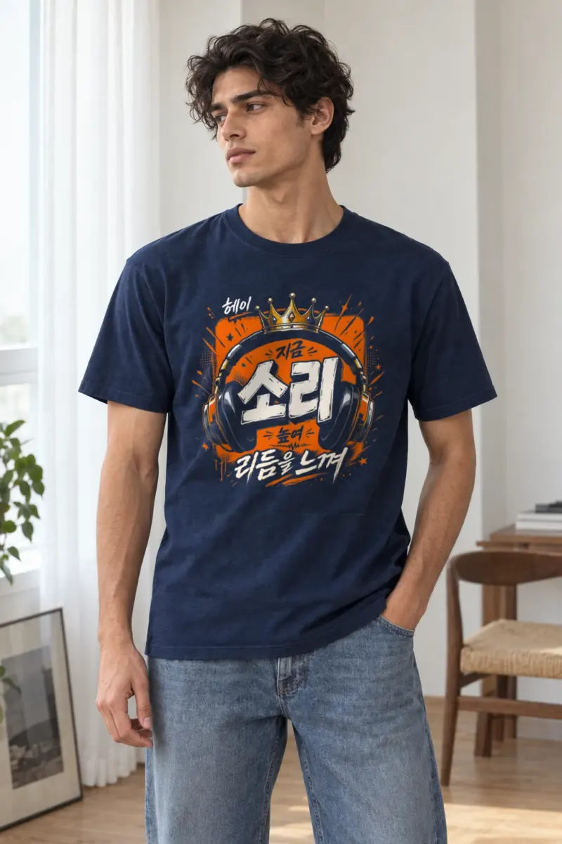 "지금 레벨 높여" Heavyweight Unisex Crewneck T-shirt | Gildan 5000