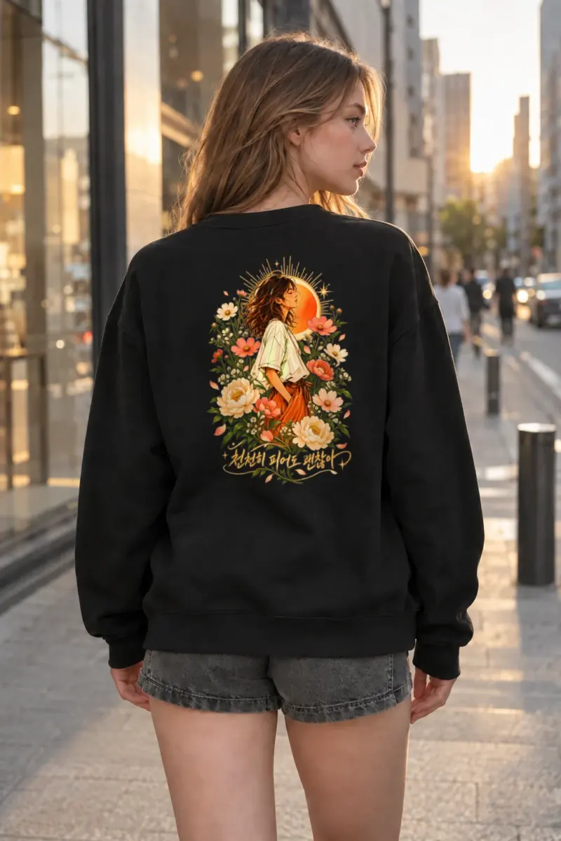 "천천히 피어도 괜찮아" Heavy Blend Unisex Crewneck Sweatshirt | Gildan 18000