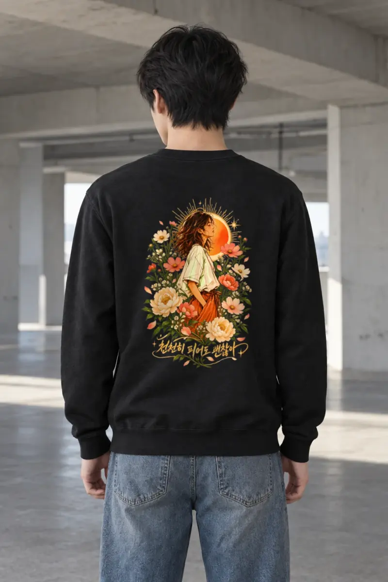 "천천히 피어도 괜찮아" Heavy Blend Unisex Crewneck Sweatshirt
