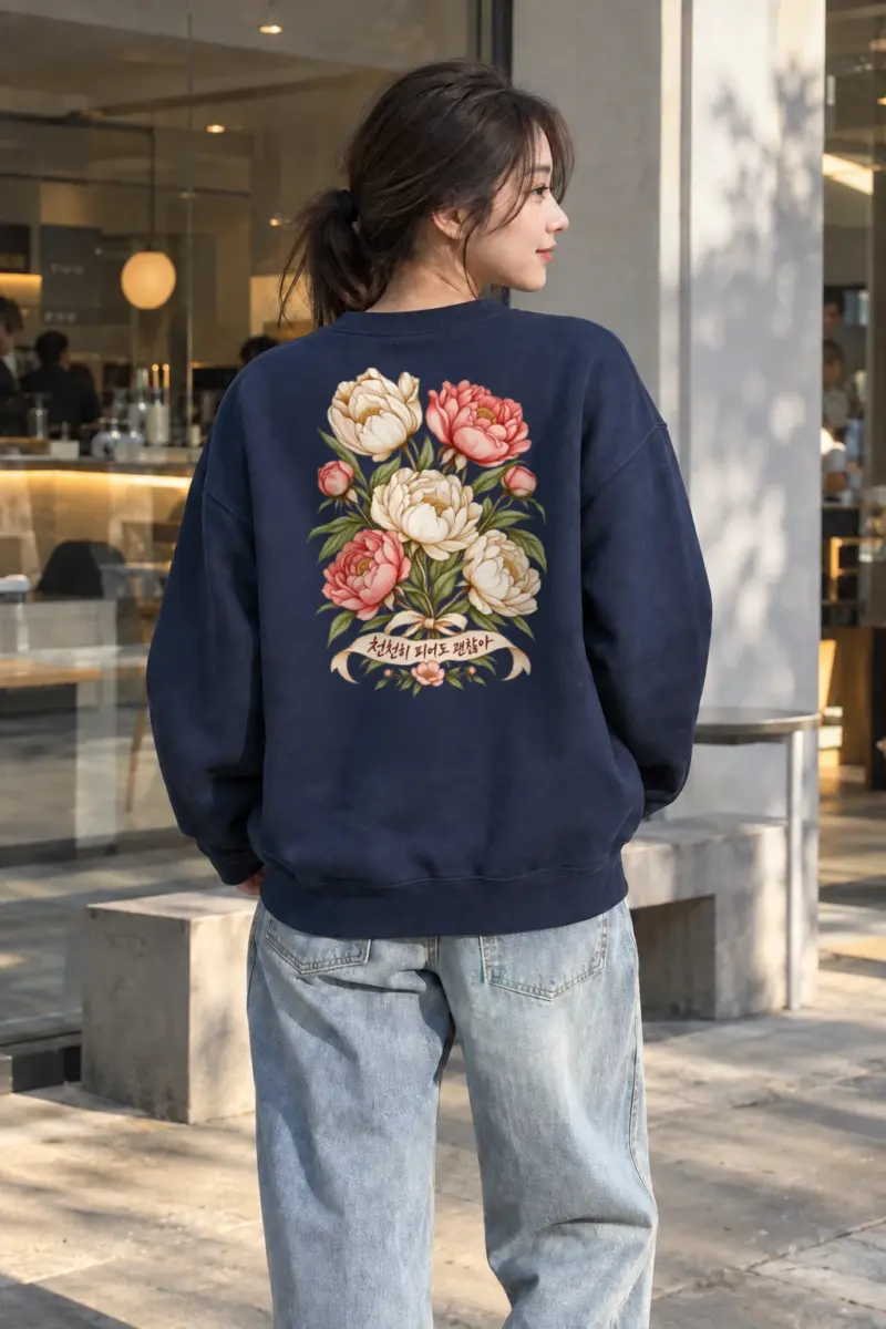 "천천히 피어도 괜찮아" Heavy Blend Unisex Crewneck Sweatshirt | Gildan 18000
