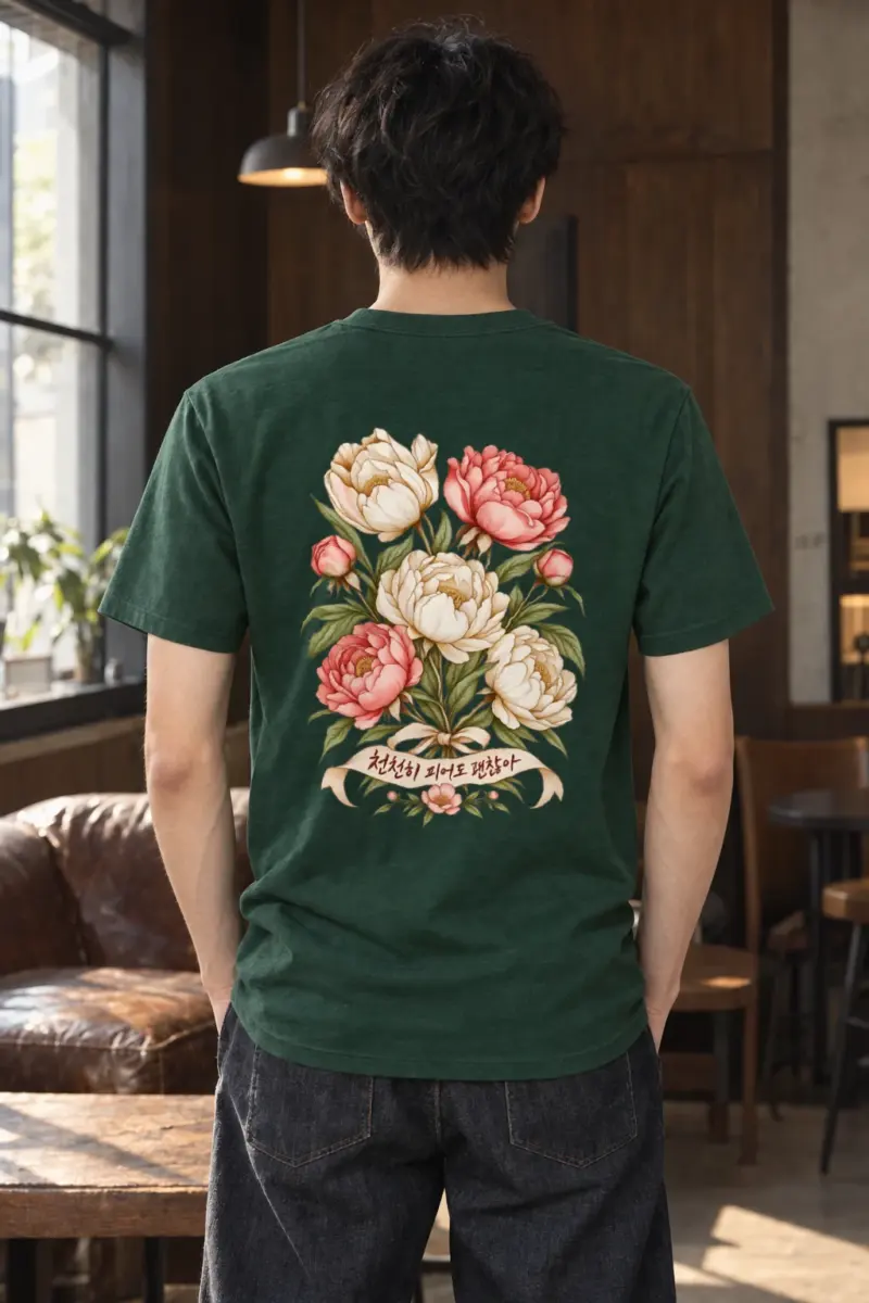 "천천히 피어도 괜찮아" Heavyweight Unisex Crewneck T-shirt