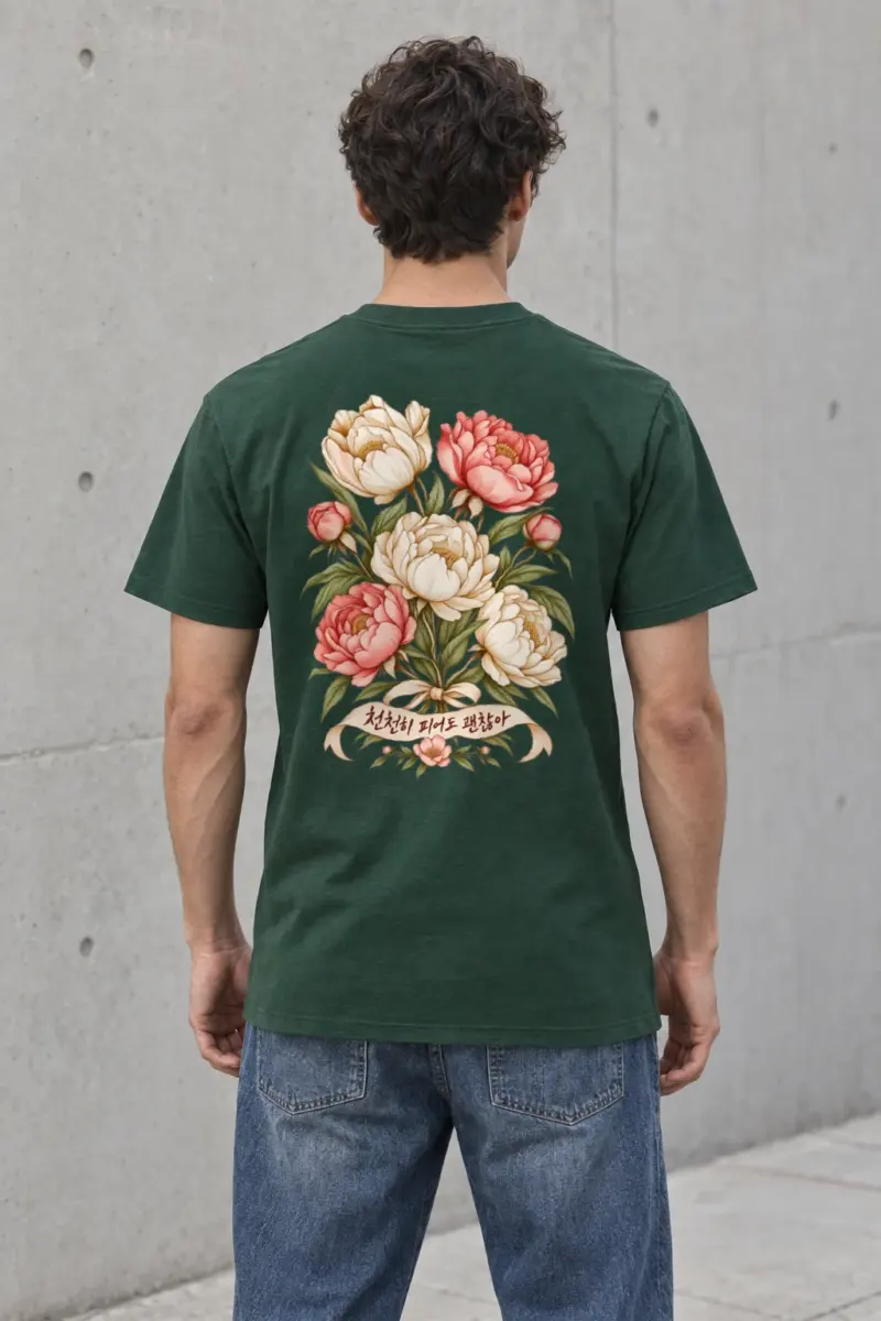 "천천히 피어도 괜찮아" Heavyweight Unisex Crewneck T-shirt | Gildan 5000