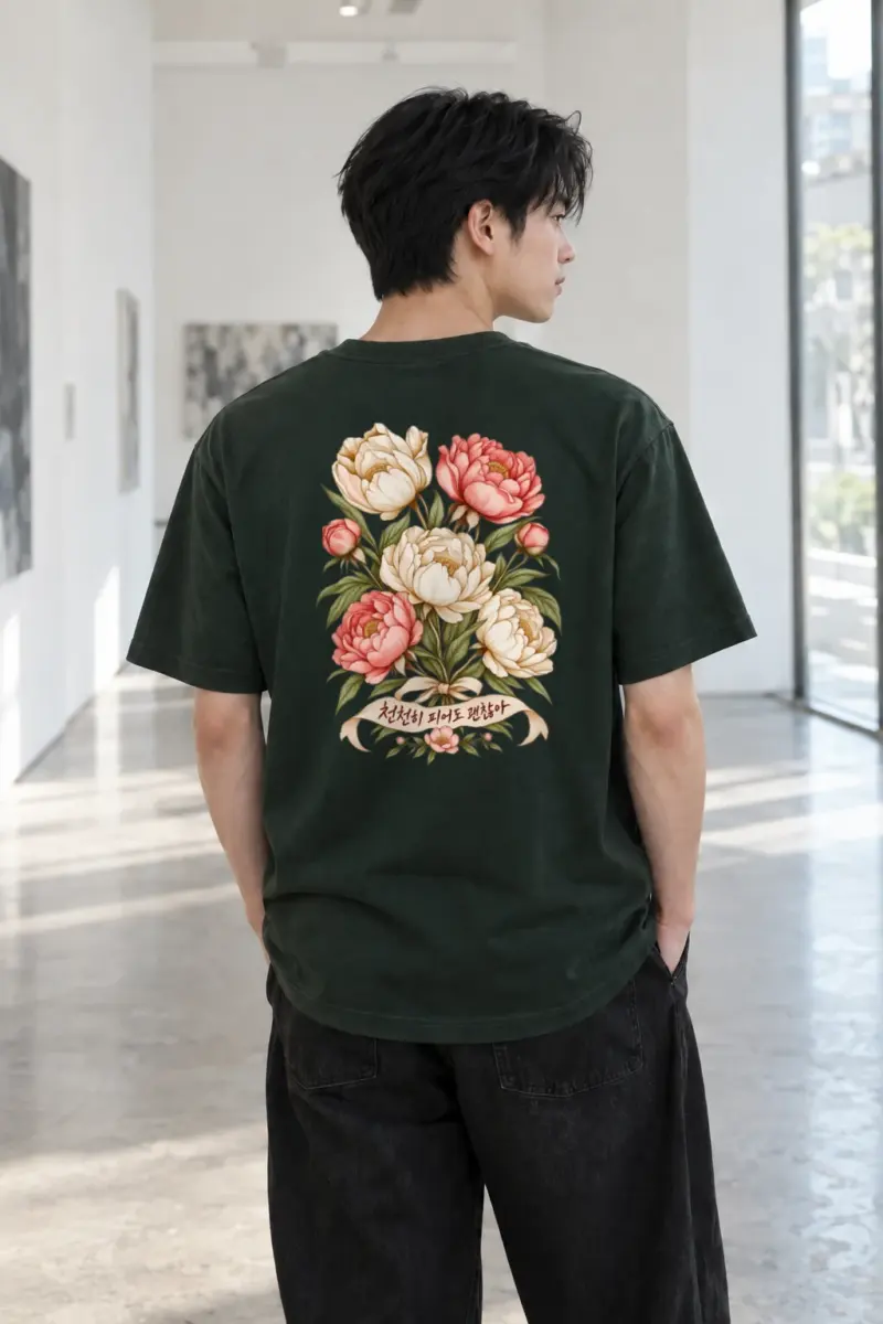 "천천히 피어도 괜찮아" Heavyweight Unisex Crewneck T-shirt | Gildan 5000