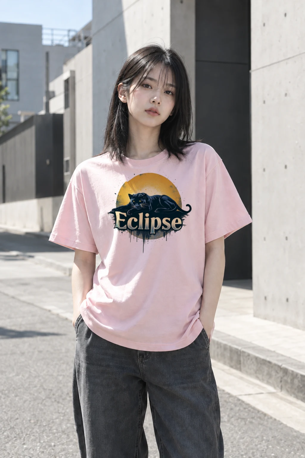 "Eclipse Panther" Heavyweight Unisex Crewneck T-shirt | Gildan 5000