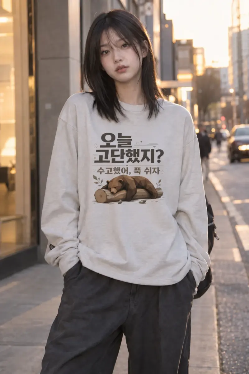 “푹 쉬자” Unisex Longsleeve T-shirt | Gildan 2400