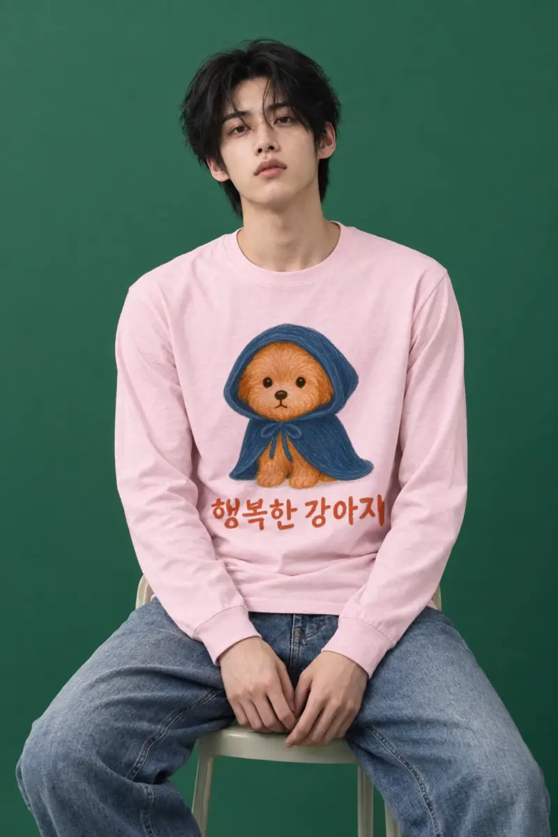 "행복한 강아지" Unisex Longsleeve T-shirt