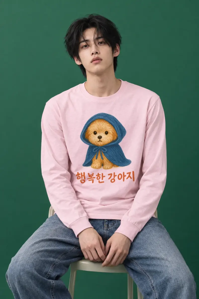 "행복한 강아지" Unisex Longsleeve T-shirt