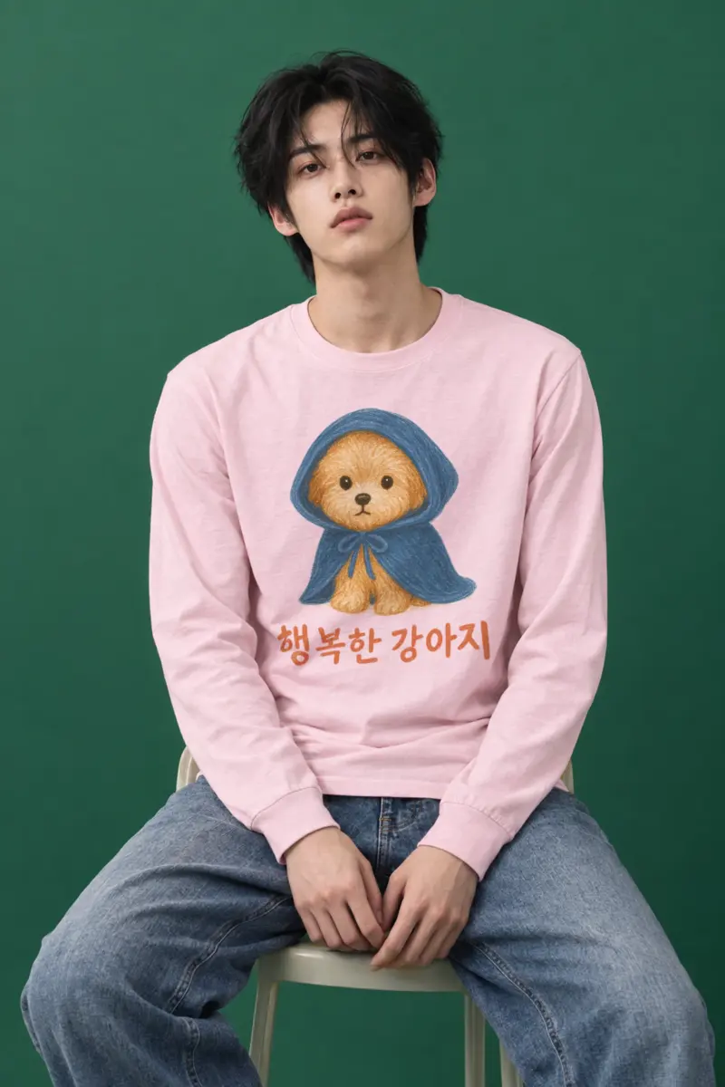 "행복한 강아지" Unisex Longsleeve T-shirt