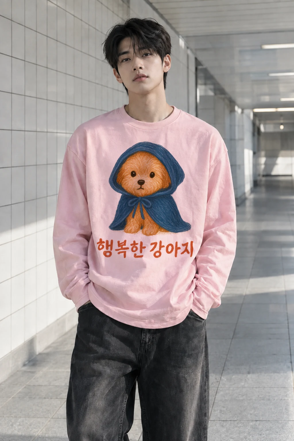 "행복한 강아지" Unisex Longsleeve T-shirt | Gildan 2400
