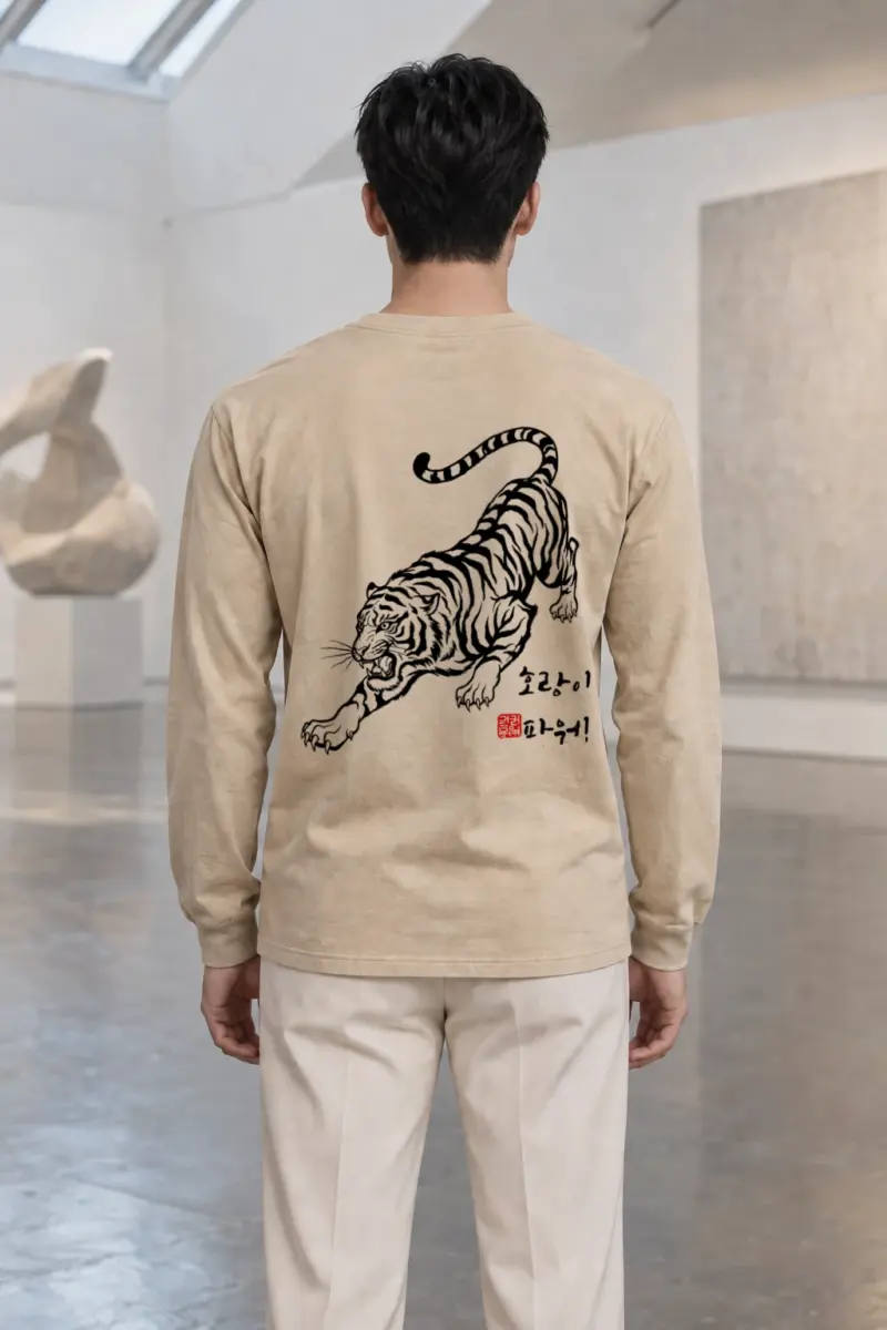 "호랑이 파워!" Unisex Longsleeve T-shirt | Gildan 2400