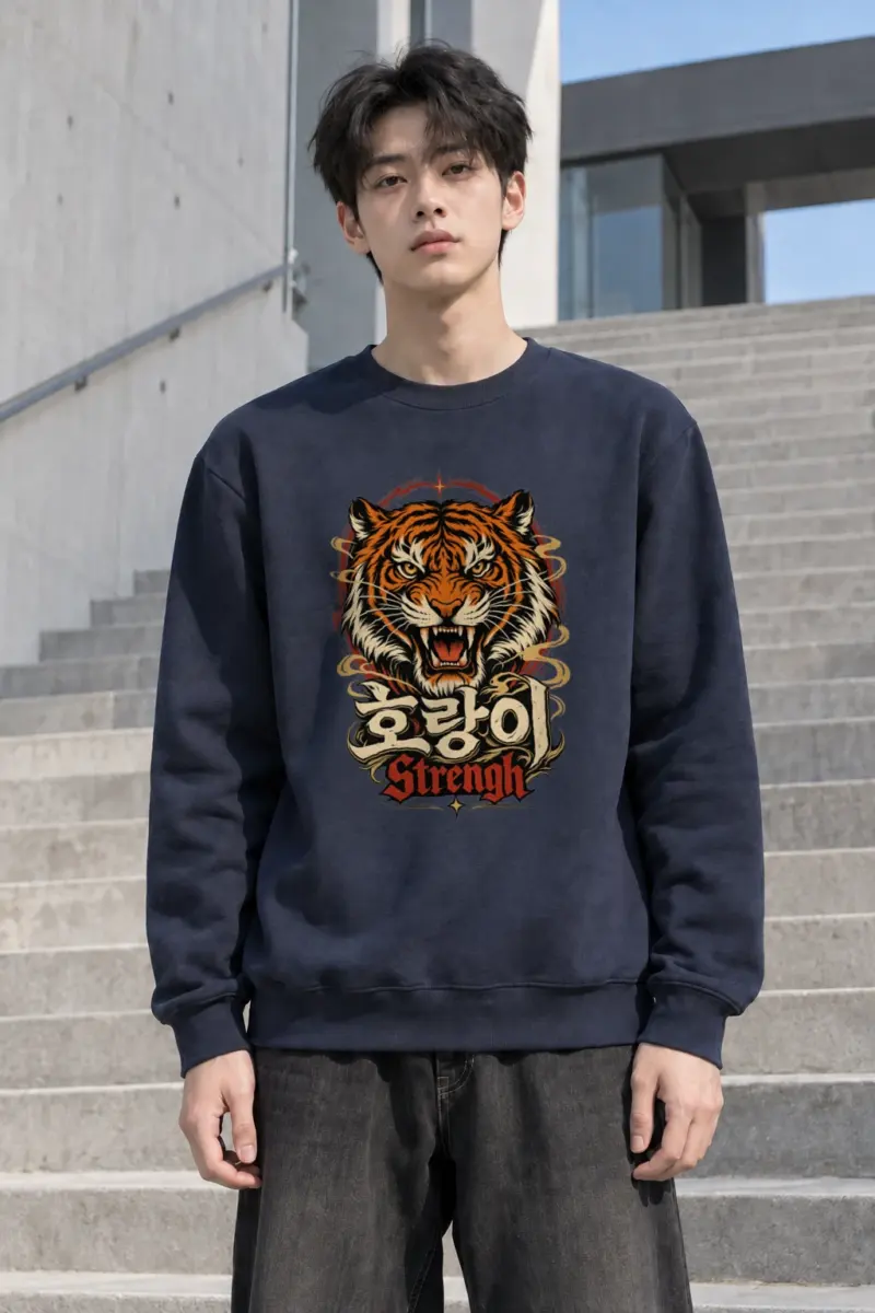 "호랑이 Strength" Heavy Blend Unisex Crewneck Sweatshirt | Gildan 18000
