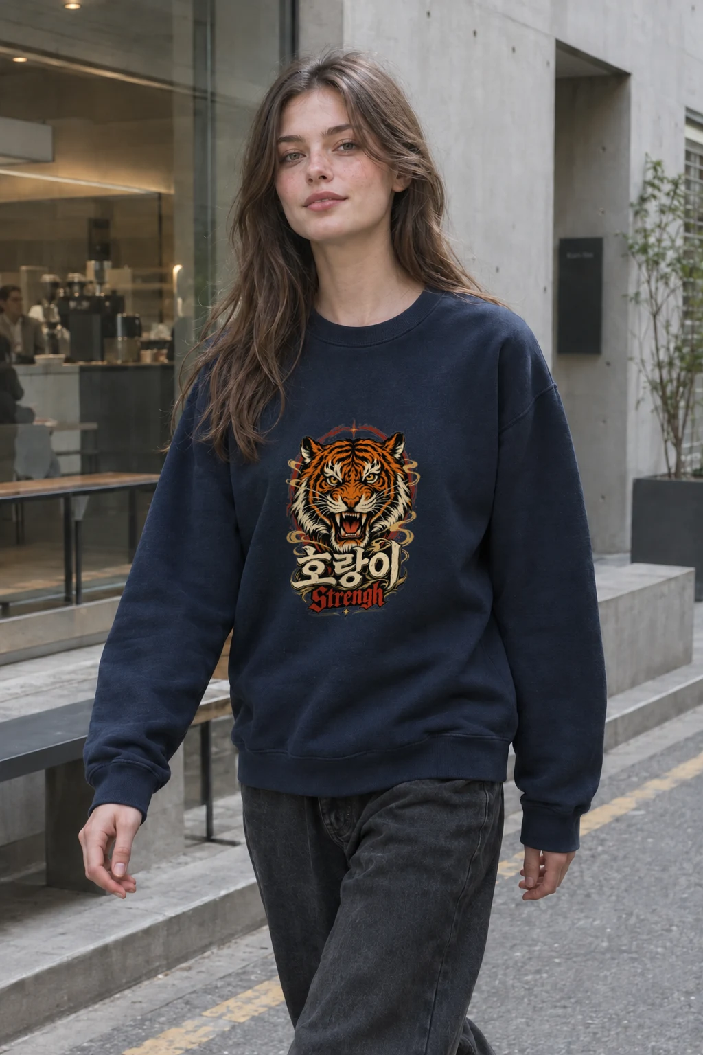 "호랑이 Strength" Heavy Blend Unisex Crewneck Sweatshirt | Gildan 18000