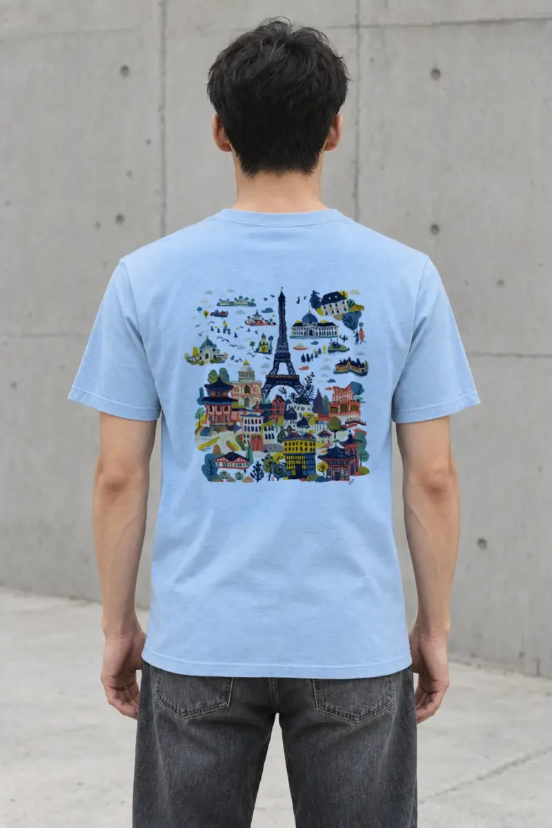 "Eiffel Tower Landmarks" Heavyweight Unisex Crewneck T-shirt | Gildan 5000