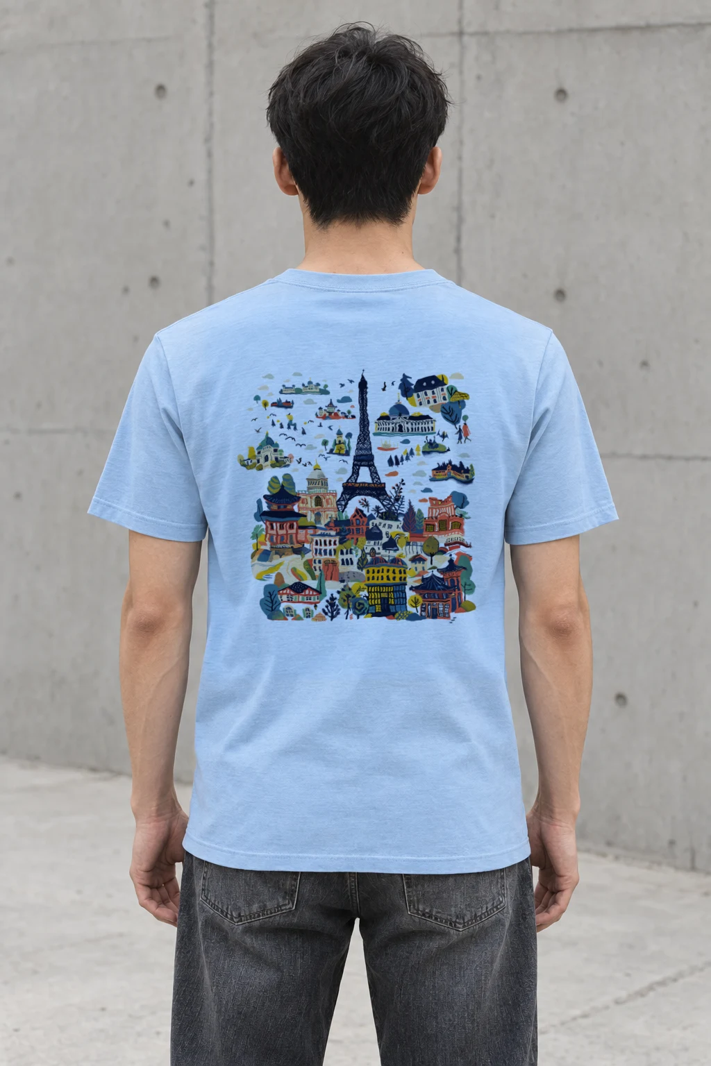 "Eiffel Tower Landmarks" Heavyweight Unisex Crewneck T-shirt | Gildan 5000