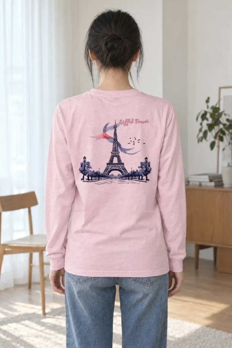 "Eiffel Tower Sketch" Unisex Longsleeve T-shirt