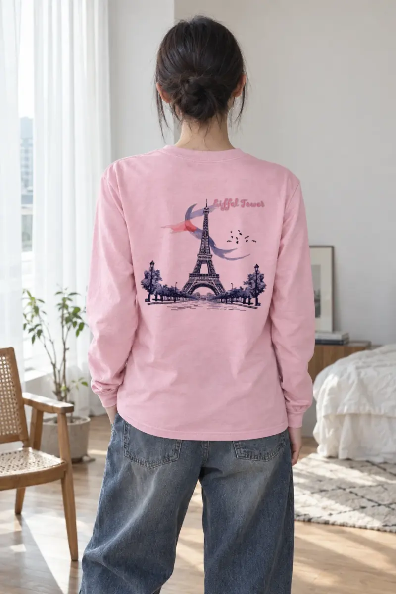 "Eiffel Tower Sketch" Unisex Longsleeve T-shirt