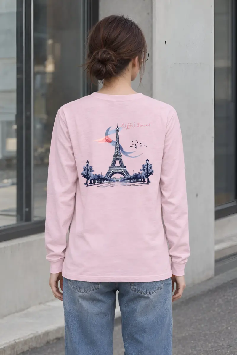 "Eiffel Tower Sketch" Unisex Longsleeve T-shirt