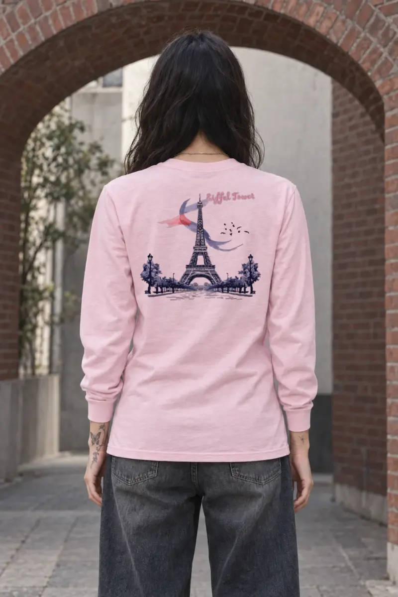 "Eiffel Tower Sketch" Unisex Longsleeve T-shirt
