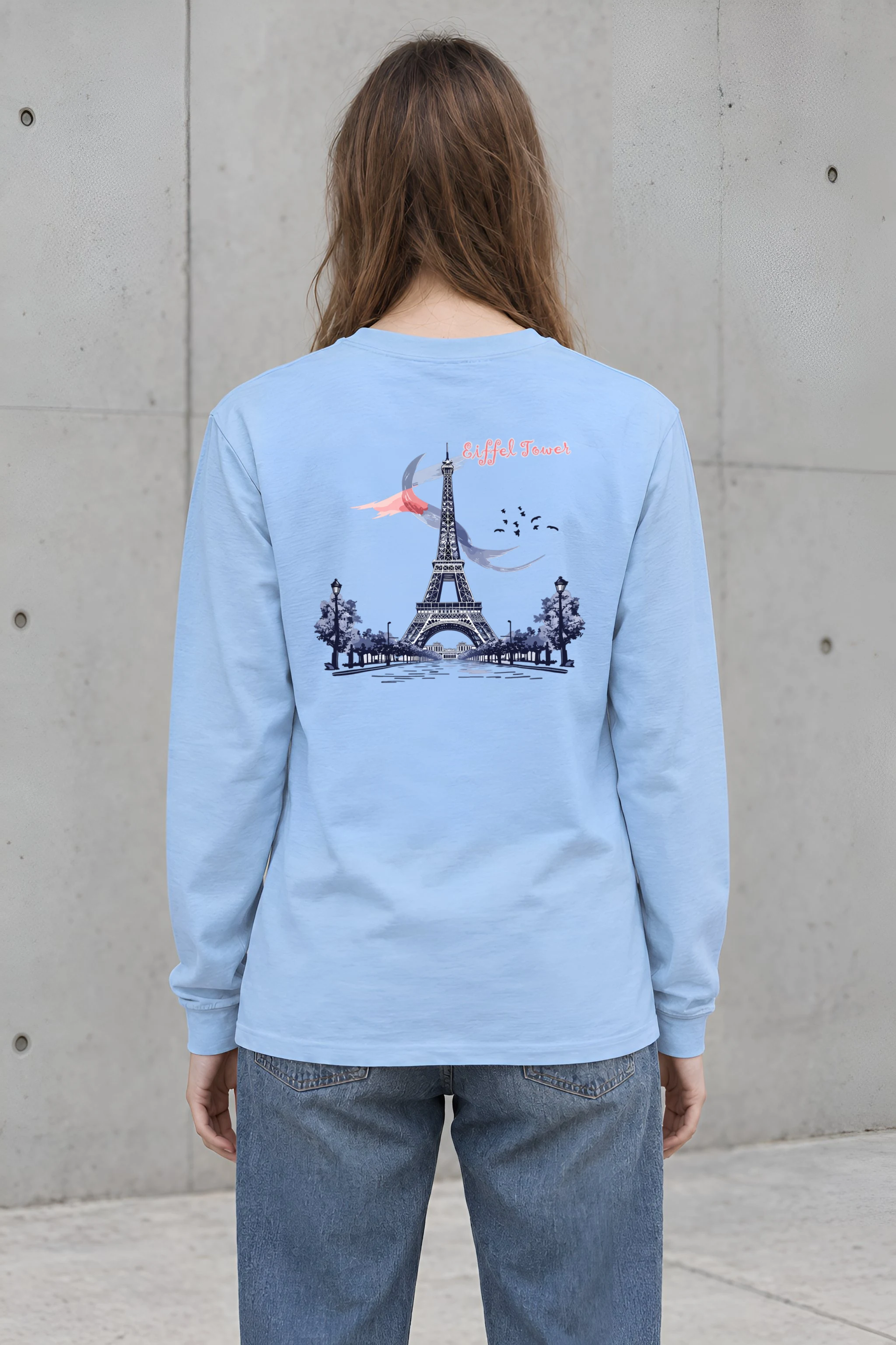 "Eiffel Tower Sketch" Unisex Longsleeve T-shirt