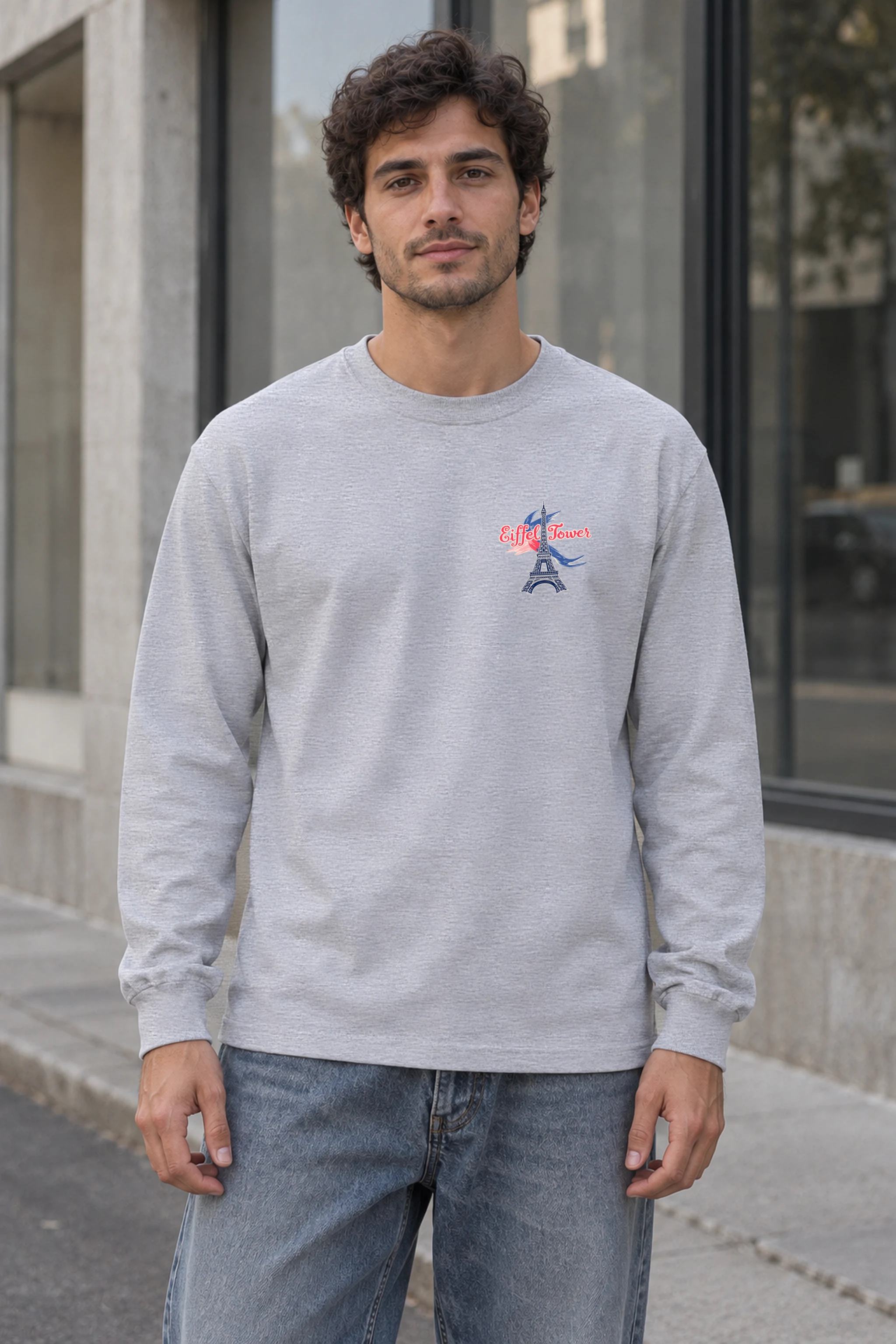 "Eiffel Tower Sketch" Unisex Longsleeve T-shirt